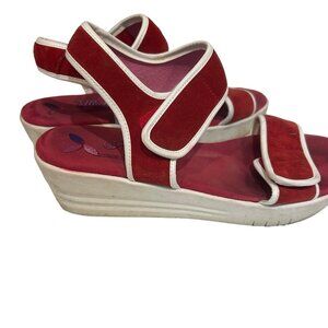 Helle Comfort Sandals Shoes 7.5 38 Red Wedge Comfort  beach valentine preppy